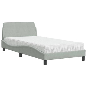 Bed with Mattress "Dover" Light Grey 100x200 cm Velvet