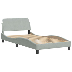 Bed with Mattress "Dover" Light Grey 100x200 cm Velvet