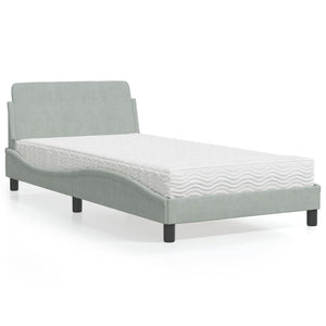 Bed with Mattress "Dover" Light Grey 100x200 cm Velvet
