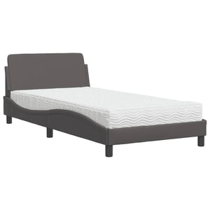 Bed with Mattress "Dover" Grey 100x200 cm Faux Leather
