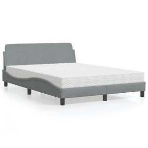 Bed with Mattress "Dover" Light Grey 120x200 cm Fabric