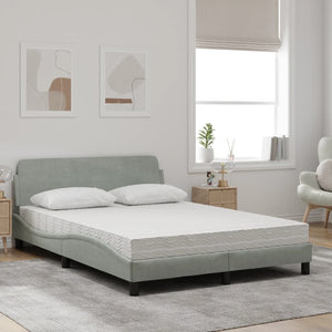 Bed with Mattress "Dover" Light Grey 120x200 cm Velvet