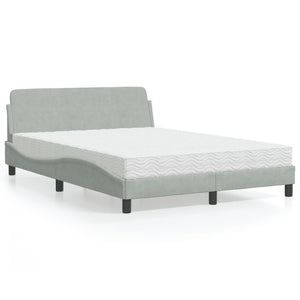 Bed with Mattress "Dover" Light Grey 120x200 cm Velvet