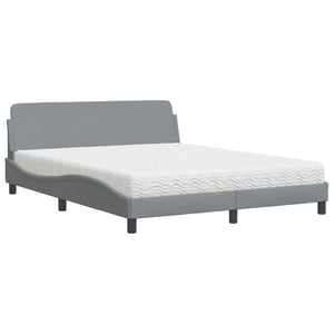 Bed with Mattress "Dover" Light Grey 160x200 cm Fabric