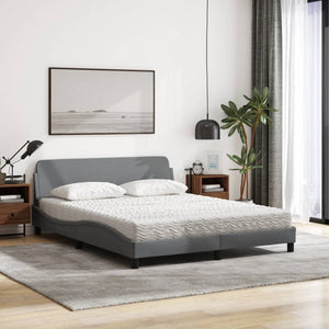 Bed with Mattress "Dover" Light Grey 160x200 cm Fabric