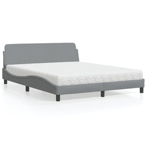 Bed with Mattress "Dover" Light Grey 160x200 cm Fabric