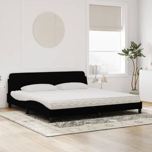 Bed with Mattress "Dover" Black 200x200 cm Velvet