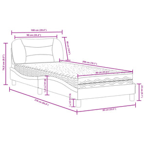 Bed with Mattress "Hvar" Blue 90x200 cm Fabric