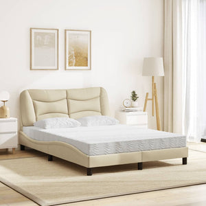 Bed with Mattress "Hvar" Cream 140x200 cm Fabric