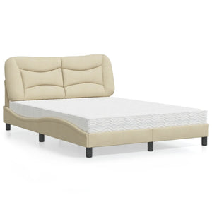Bed with Mattress "Hvar" Cream 140x200 cm Fabric