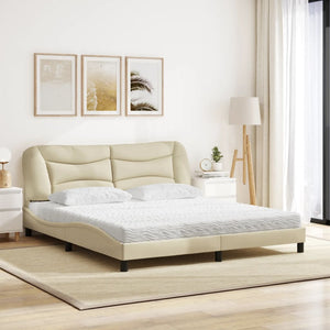 Bed with Mattress "Hvar" Cream 180x200 cm Fabric