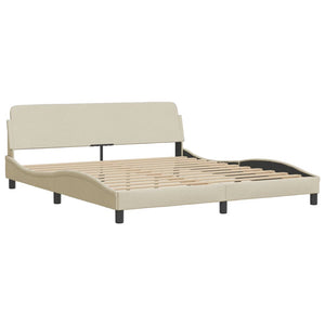 Bed with Mattress "Hvar" Cream 180x200 cm Fabric