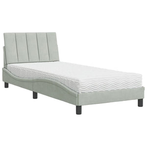 Bed with Mattress "Hanko" Light Grey 80x200 cm Velvet