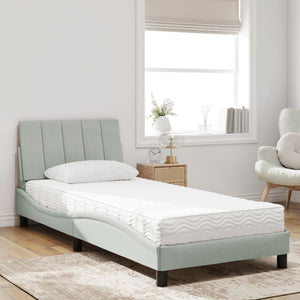 Bed with Mattress "Hanko" Light Grey 80x200 cm Velvet