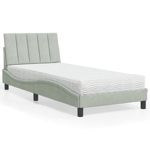 Bed with Mattress "Hanko" Light Grey 80x200 cm Velvet