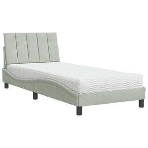 Bed with Mattress "Hanko" Light Grey 90x200 cm Velvet