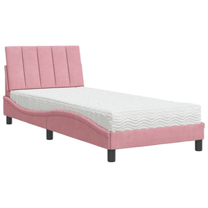 Bed with Mattress "Hanko" Pink 90x200 cm Velvet