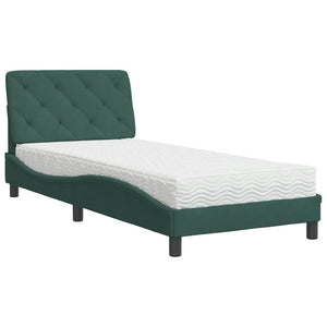 Bed with Mattress Dark Green 90x190 cm Velvet