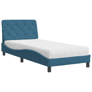 Bed with Mattress Blue 90x190 cm Velvet