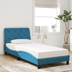 Bed with Mattress Blue 90x190 cm Velvet