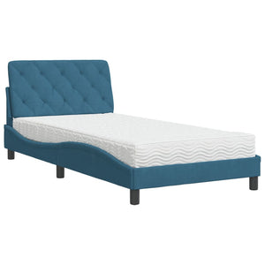 Bed with Mattress Blue 100x200 cm Velvet