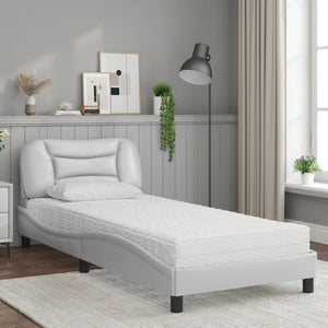 Bed with Mattress "Hvar" White 80x200 cm Faux Leather
