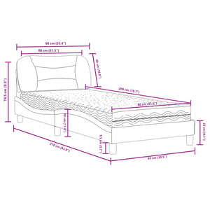 Bed with Mattress "Hvar" White 80x200 cm Faux Leather