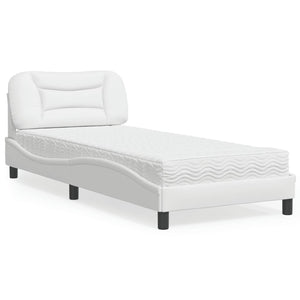 Bed with Mattress "Hvar" White 80x200 cm Faux Leather