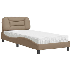 Bed with Mattress "Hvar" Cappuccino 90x190 cm Faux Leather