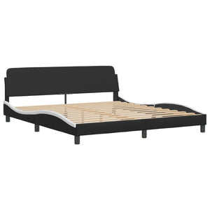 Bed with Mattress "Hvar" Black and White 180x200 cm Faux Leather