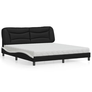 Bed with Mattress "Hvar" Black and White 180x200 cm Faux Leather