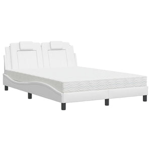 Bed "Viana" with Mattress White 140x190 cm Faux Leather
