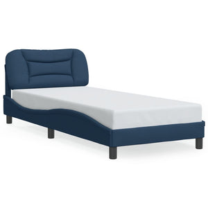 Bed Frame with LED without Mattress "Hvar" Blue 90x200 cm Fabric