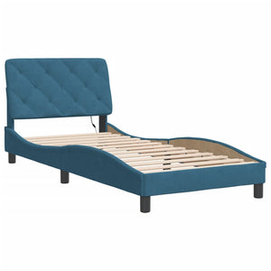 Bed Frame with LED without Mattress Blue 80x200 cm Velvet