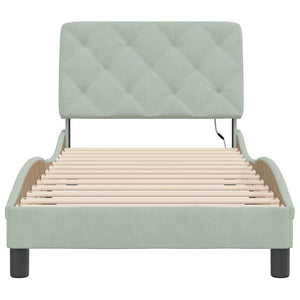 Bed Frame with LED without Mattress Light Grey 90x190 cm Velvet