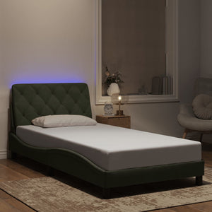 Bed Frame with LED without Mattress Light Grey 100x200 cm Velvet