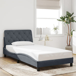 Bed Frame with LED without Mattress Dark Grey 100x200 cm Velvet