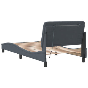 Bed Frame with LED without Mattress Dark Grey 100x200 cm Velvet