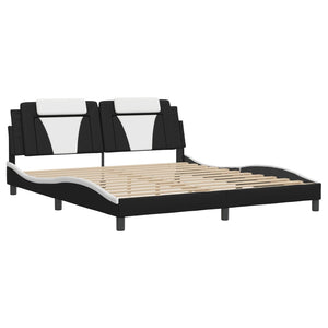 Bed Frame "Viana" with LED without Mattress Black and White 180x200 cm