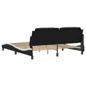 Bed Frame "Viana" with LED without Mattress Black and White 180x200 cm