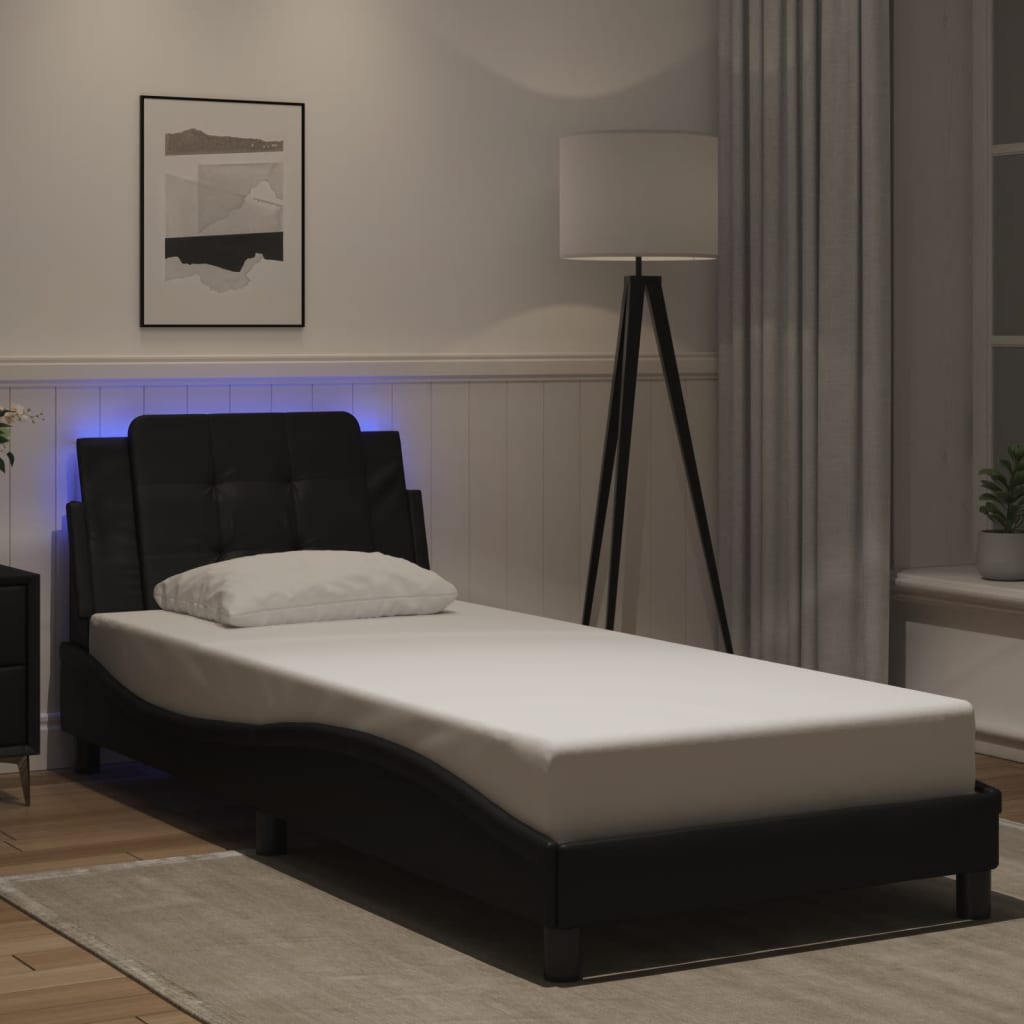 Bed Frame with LED without Mattress "Zadar" Black 80x200 cm
