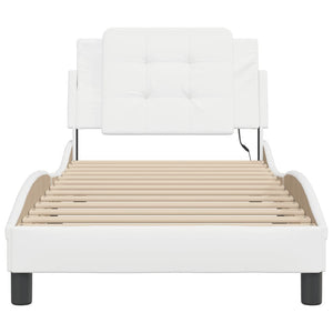 Bed Frame with LED without Mattress "Zadar" White 80x200 cm