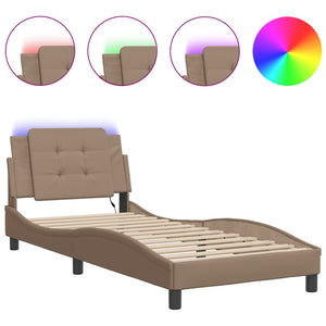 Bed Frame with LED without Mattress "Zadar" Cappuccino 80x200 cm