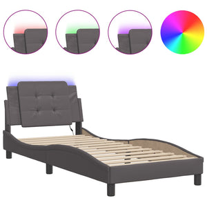 Bed Frame with LED without Mattress "Zadar" Grey 90x190 cm