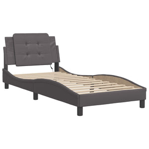 Bed Frame with LED without Mattress "Zadar" Grey 90x190 cm
