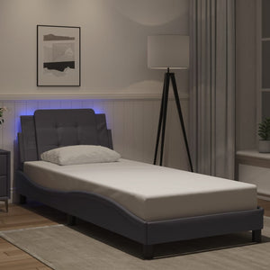 Bed Frame with LED without Mattress "Zadar" Grey 90x190 cm