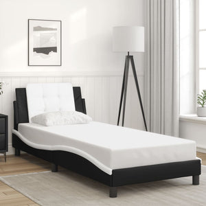 Bed Frame with LED without Mattress "Zadar" Black and White 90x200 cm