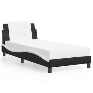 Bed Frame with LED without Mattress "Zadar" Black and White 90x200 cm