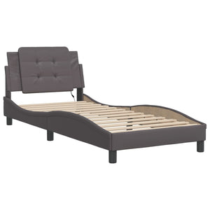 Bed Frame with LED without Mattress "Zadar" Grey 100x200 cm