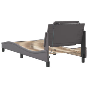 Bed Frame with LED without Mattress "Zadar" Grey 100x200 cm